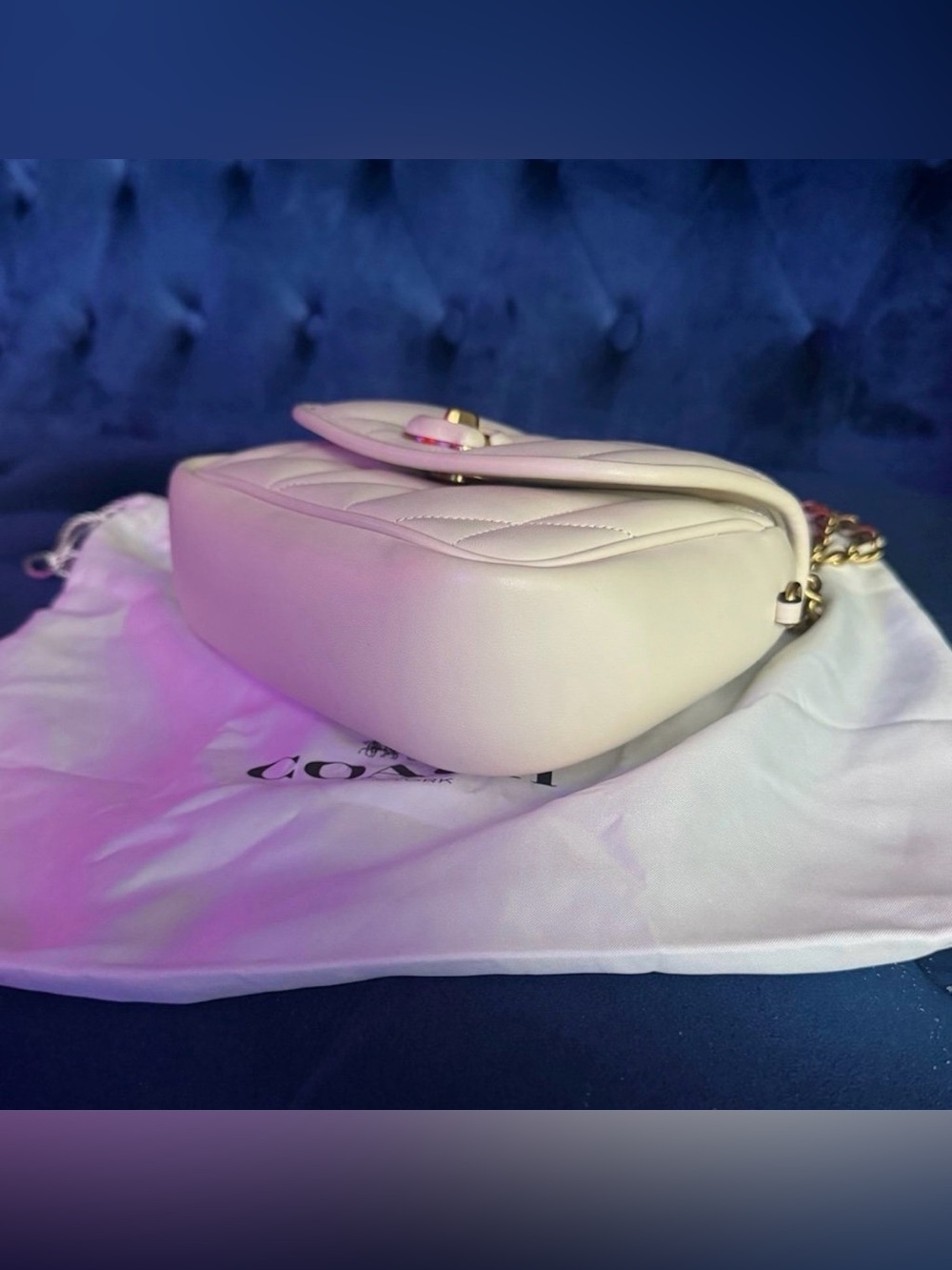 COACH Quilted Madison Chain Shoulder Bag in Cream - Picture 7 of 7